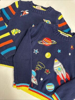 Lot of 2 Ministry Of Rascals Knit Sweater Embroidered Toddler 3T
